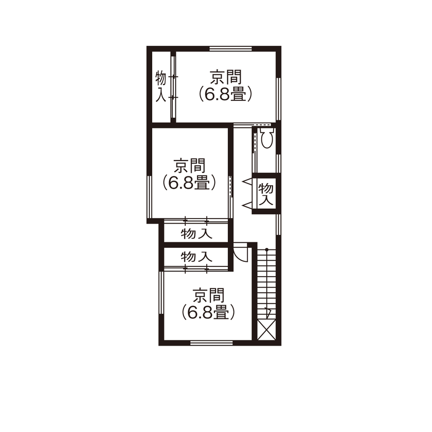 祥規建設 【京都市／2800万円台／約34坪／解体建て替え】細長い敷地に、回遊動線で快適性を叶えた家の間取り図（4LDK+S）2階