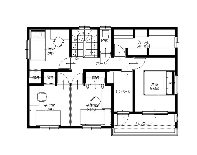 デイジャストハウス 共働き目線で考えた“ちょうどいい”新築戸建ての間取り図（3LDK）2階