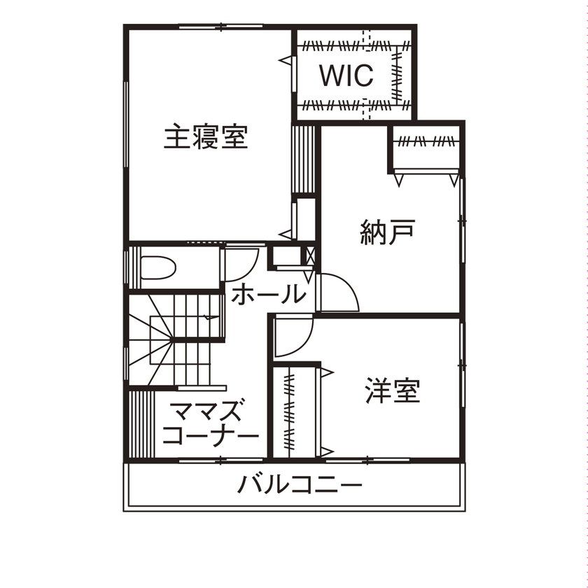 桧家住宅 【収納充実／間取図有】オリジナリティ溢れるキッチンとインテリアが魅せる、洗練された住まいの間取り図（2LDK＋納戸）2階