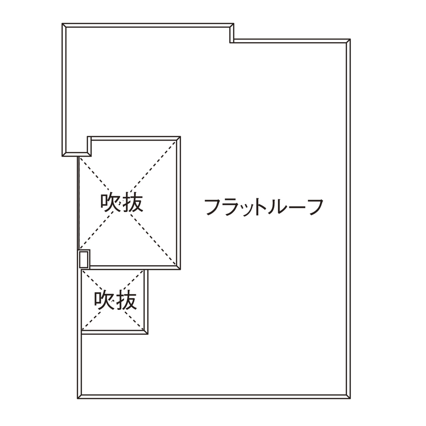 桧家住宅 【吹抜／パティオ／間取図】パティオがもたらす柔らかな光と開放感。毎日をリゾート気分にする住まいの間取り図（3LDK＋パティオ）屋上