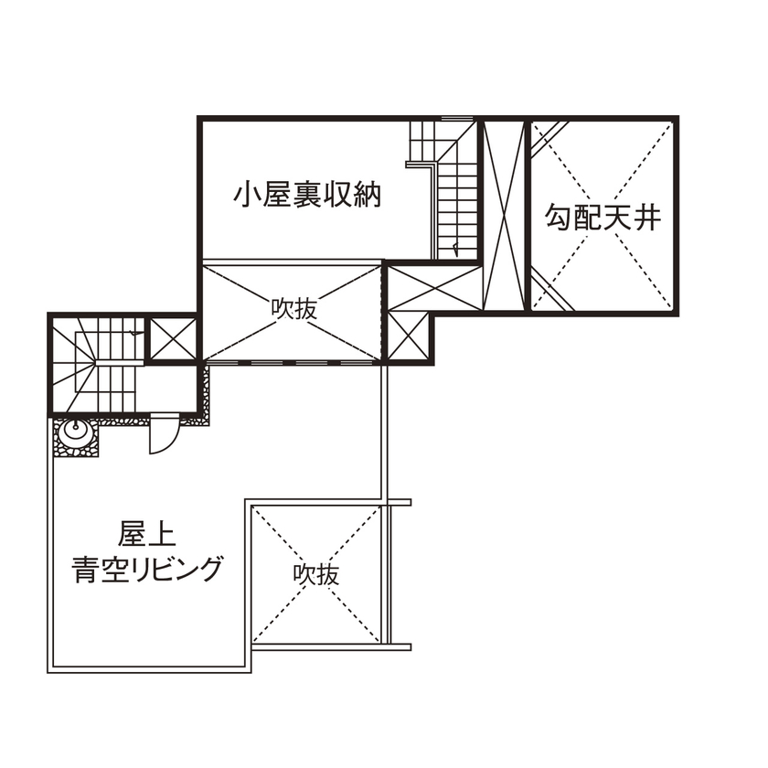 桧家住宅 【ビルトインガレージ／間取図】全館空調の快適さで健やかな暮らしを叶えた、完全分離型の二世帯住宅の間取り図（1LDK+2LDK+屋上）屋上
