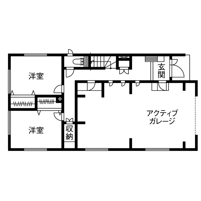 桧家住宅 【ビルトインガレージ／間取図有】屋上青空リビングでパーティを楽しみ、大好きなアメ車を楽しむ住まいの間取り図（3LDK＋青空リビング）1階