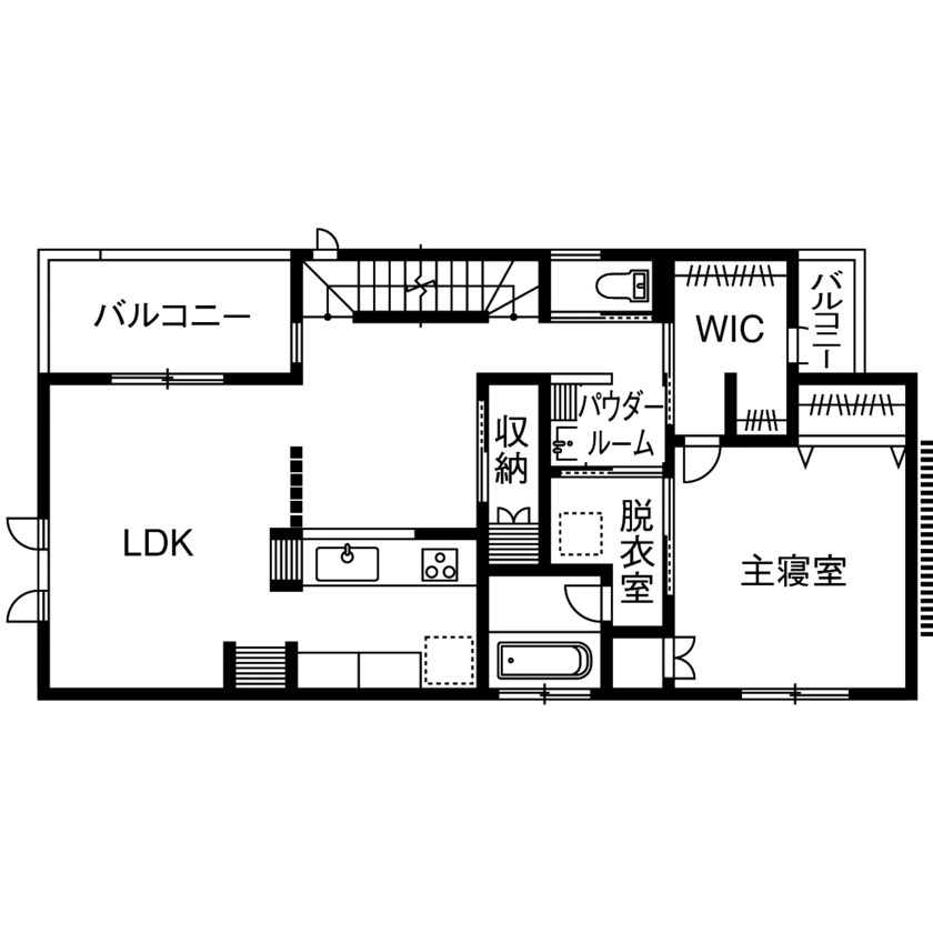 桧家住宅 【ビルトインガレージ／間取図有】屋上青空リビングでパーティを楽しみ、大好きなアメ車を楽しむ住まいの間取り図（3LDK＋青空リビング）2階