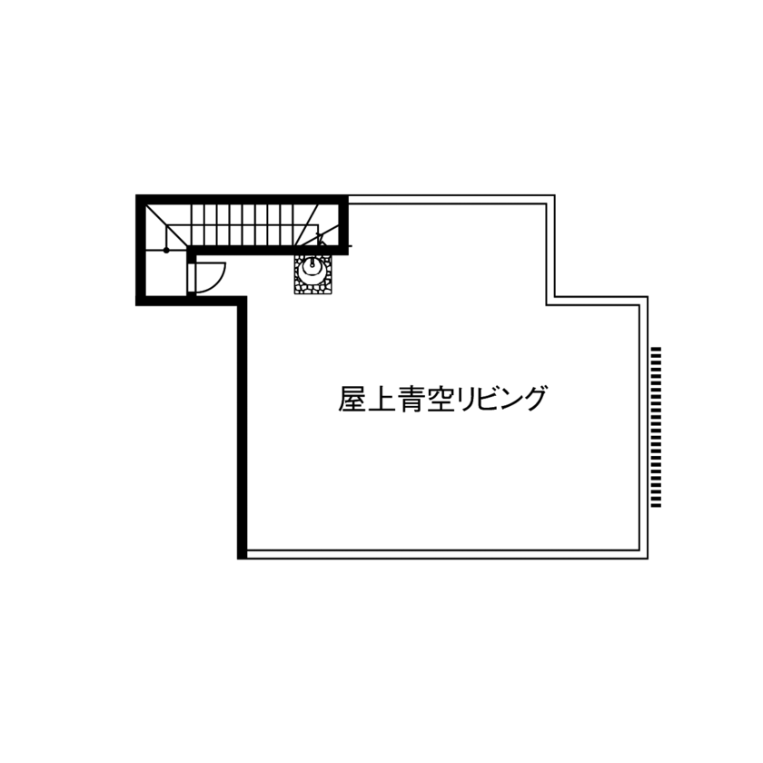 桧家住宅 【ビルトインガレージ／間取図有】屋上青空リビングでパーティを楽しみ、大好きなアメ車を楽しむ住まいの間取り図（3LDK＋青空リビング）屋上