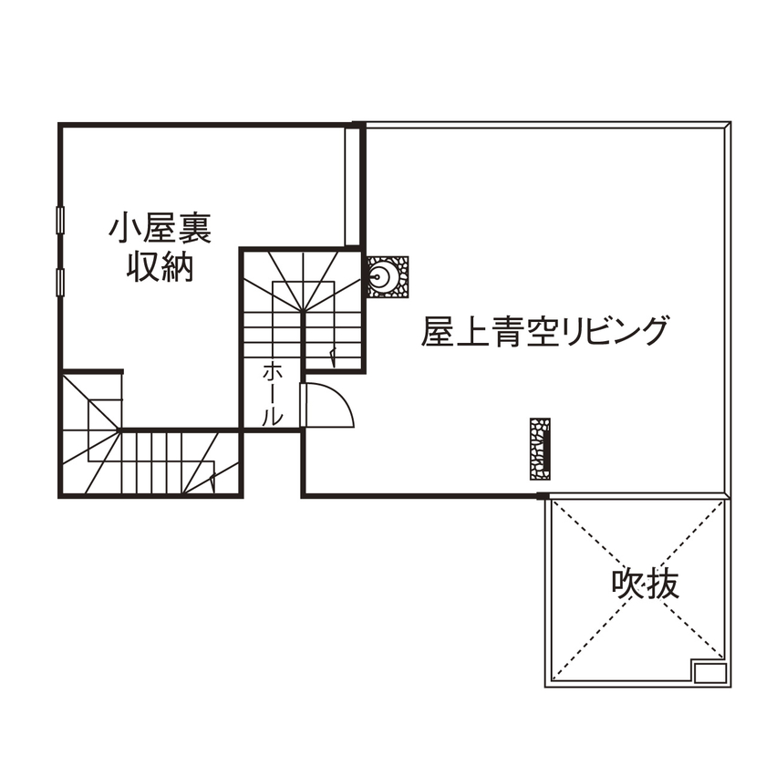 桧家住宅 【ペット／屋上／間取図】家族と愛犬のための住まいを、自由にアレンジできる企画住宅で叶えるの間取り図（3LDK+屋上+小屋裏）屋上