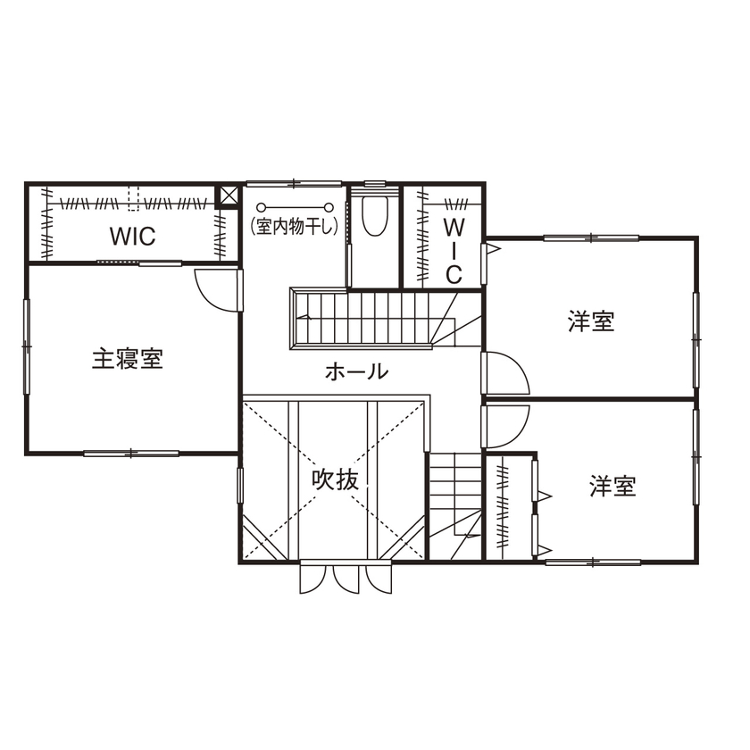 桧家住宅 【吹抜／北欧風／収納充実／間取図有】自然との心地いい調和を感じながら暮らす北欧風リゾートハウスの間取り図（3LDK+小屋裏）2階