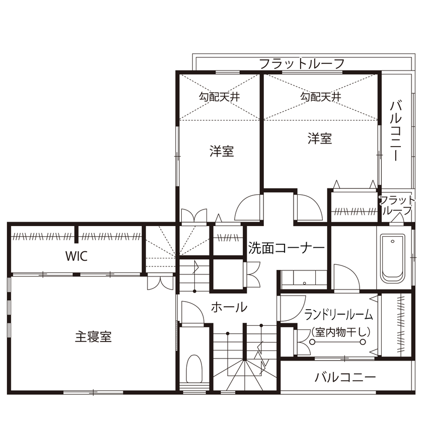 桧家住宅 【高台／ホテルライク／間取図】大きな窓の外に広がるパノラマを楽しむ、リゾートホテルのような住まいの間取り図（4LDK+小屋裏+屋上）2階