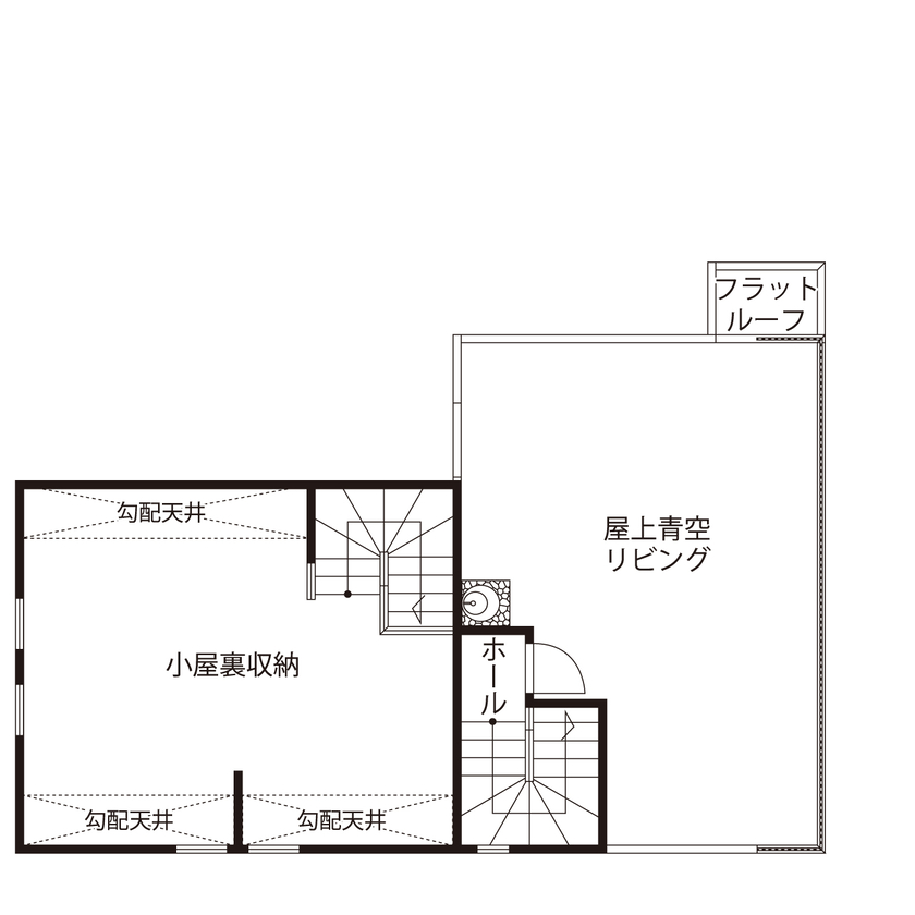 桧家住宅 【高台／ホテルライク／間取図】大きな窓の外に広がるパノラマを楽しむ、リゾートホテルのような住まいの間取り図（4LDK+小屋裏+屋上）屋上
