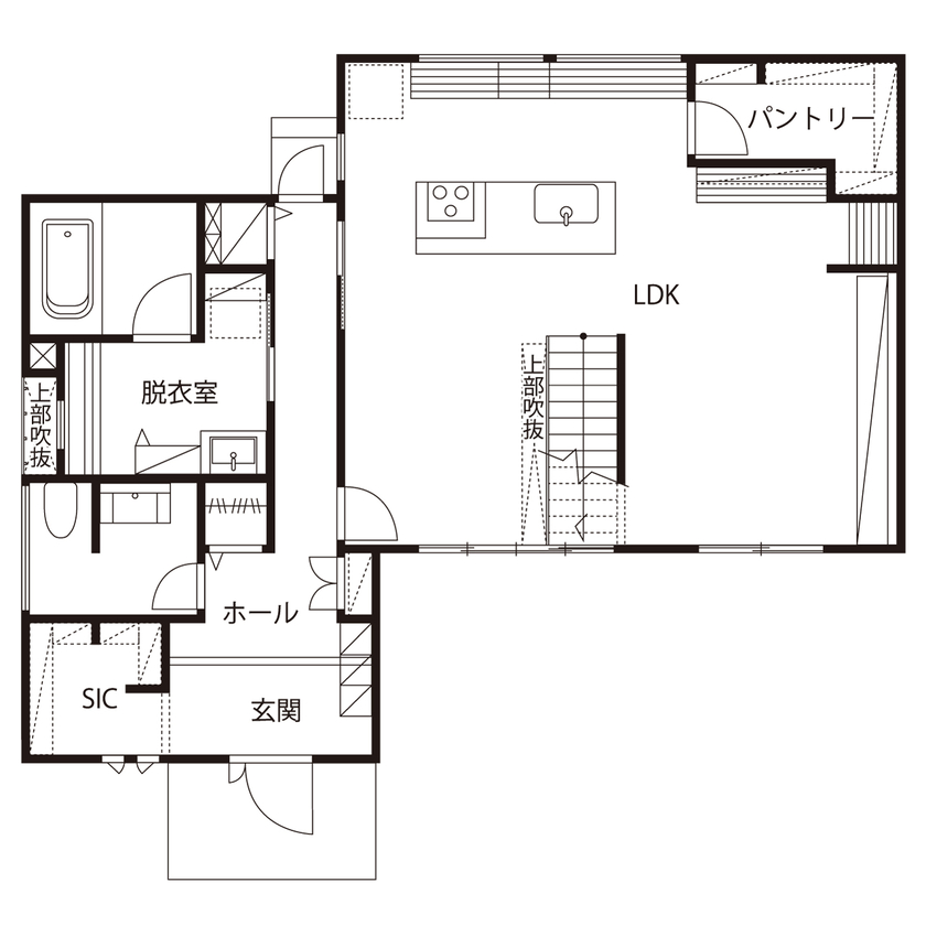 桧家住宅 【ホテルライク／収納充実／間取図】空間デザインにこだわり、ラグジュアリーホテルをイメージした住まいの間取り図（3LDK+畳コーナー）1階