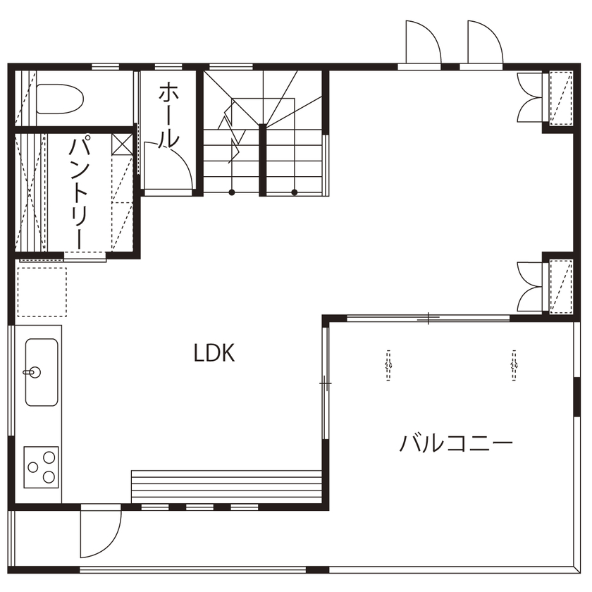 桧家住宅 【2階リビング／屋上／間取図】植物とともに暮らし、日常的にBBQを楽しむ。最高の遊び場でもある住まいの間取り図（3LDK+屋上）2階