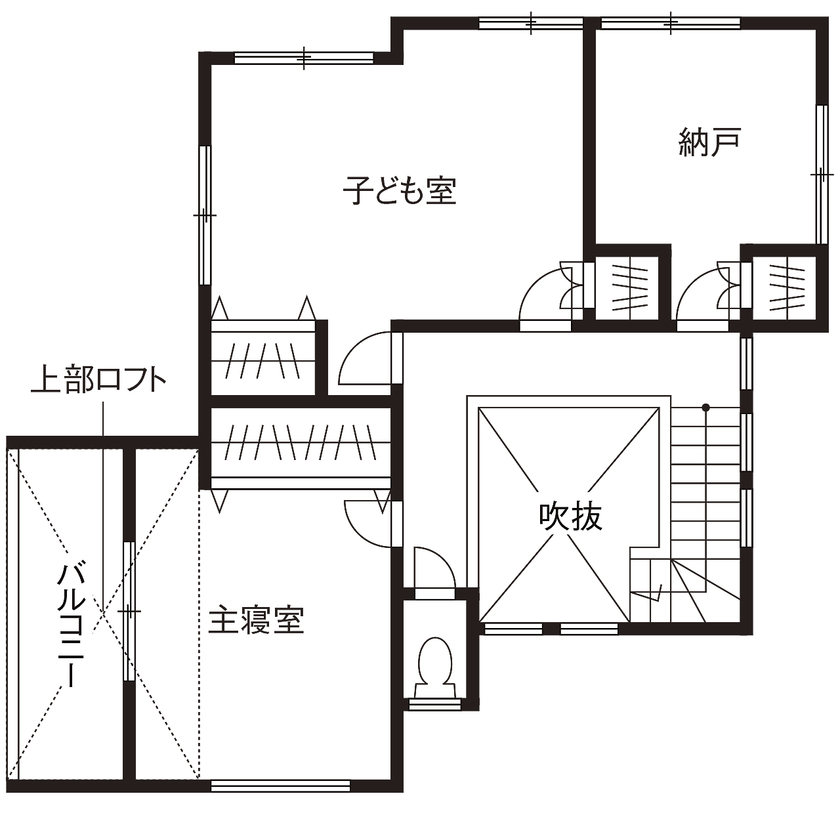 アオイ建設　一級建築士事務所 【2050万円／間取り図有】街を見下ろし、空を感じる絶景テラス。建築系の夫妻がかたちにした理想の家の間取り図（3LDK）2階