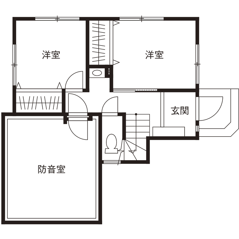 アオイ建設　一級建築士事務所 【2000万円台/27.7坪/間取り有/防音室/屋上】見晴らしの良さを活かした屋上と趣味を満喫する防音室がある家の間取り図（3LDK）1階