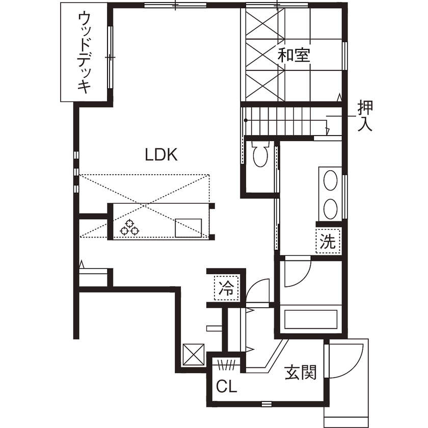 アオイ建設　一級建築士事務所 【2000万円台/間取り図有/吹き抜け】うんてい、ボルダリング、ルーフバルコニー。みんなで遊べる家が完成！の間取り図（4LDK）1階