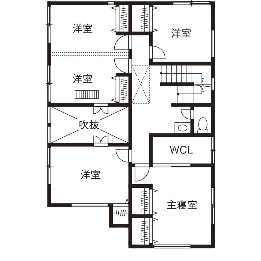 アオイ建設　一級建築士事務所 【2000万円台/間取り図有/吹き抜け】うんてい、ボルダリング、ルーフバルコニー。みんなで遊べる家が完成！の間取り図（4LDK）2階