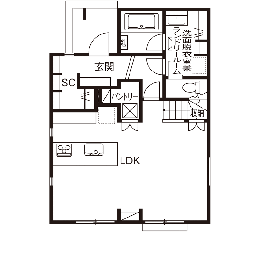 アオイ建設　一級建築士事務所 【1000万円台／30坪台／間取り有】建売から一転！間取りが自由な『規格住宅』で、理想の住まいをカタチにの間取り図（4LDK）1階