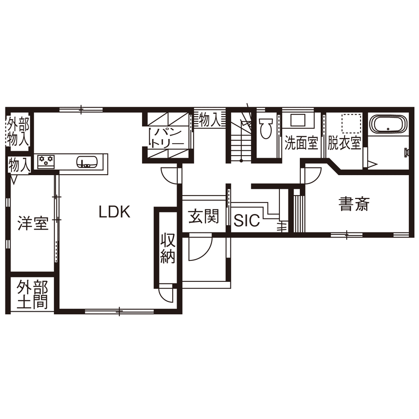 アオイ建設　一級建築士事務所 【3000万円台／土地相談／間取り図有】テーマは、ゆとりある“暮らし”と“仕事”。職住を上手に両立した家の間取り図（6LDK）1階