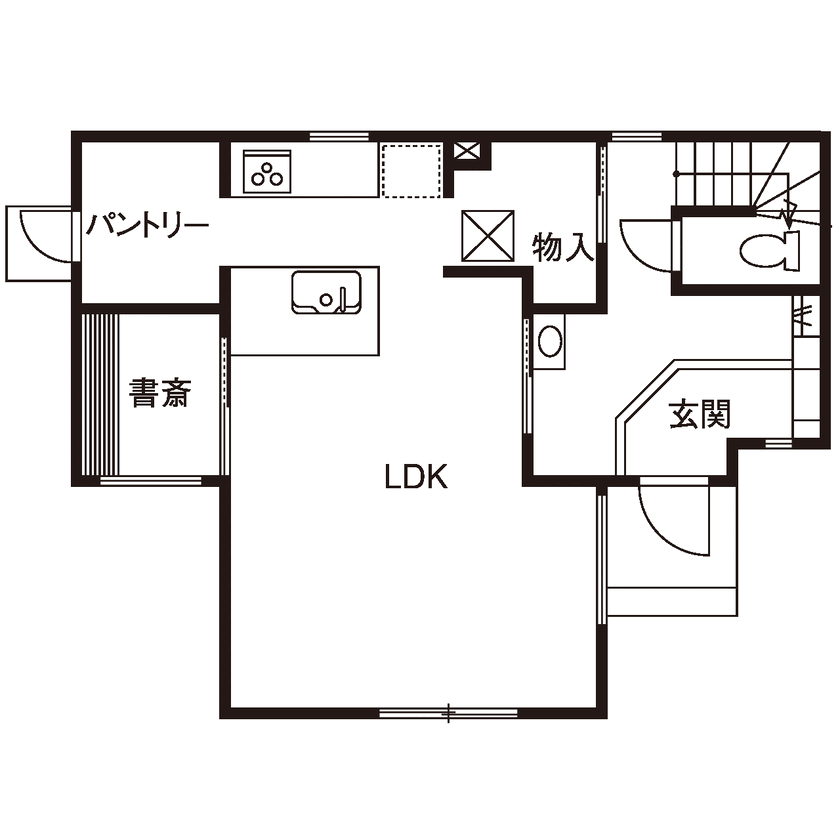 アオイ建設　一級建築士事務所 【2000万円台／長期優良住宅／間取り図有】家は品質！ハイスペックな住宅性能と快適さにこだわった住まいの間取り図（２LDK＋書斎）1階