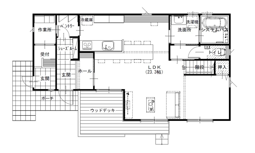新日本ホームズ 家族の安らぎ空間と夢をかなえる住まいの間取り図（４LDK+店舗）1階