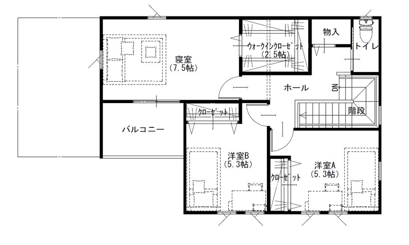 新日本ホームズ 家族の安らぎ空間と夢をかなえる住まいの間取り図（４LDK+店舗）2階