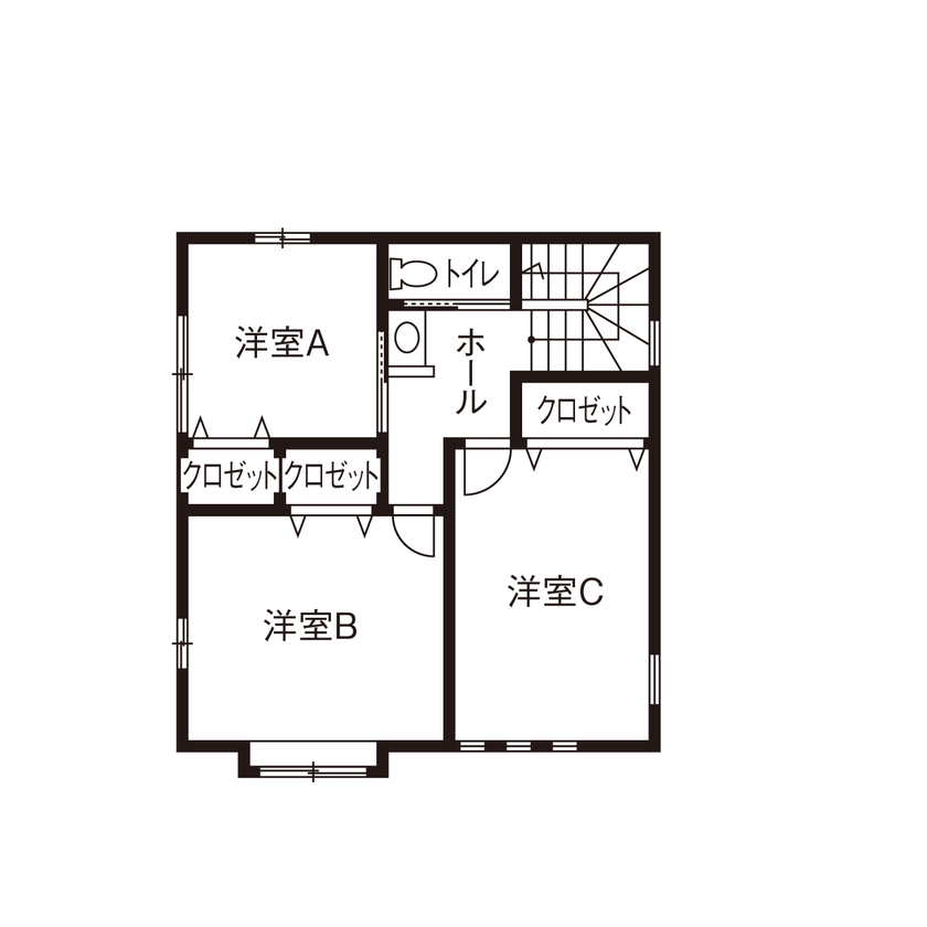 新日本ホームズ 『2棟目の注文住宅』だから、将来のメンテナンスフリーと自分たちの理想にこだわった家の間取り図（5K以上）2階