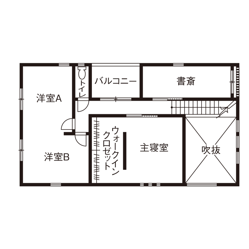新日本ホームズ 【ファミリークロゼット／回遊式動線／テレワーク】日々の暮らしから導きだした、家族にぴったりの動線の間取り図（2LDK）2階