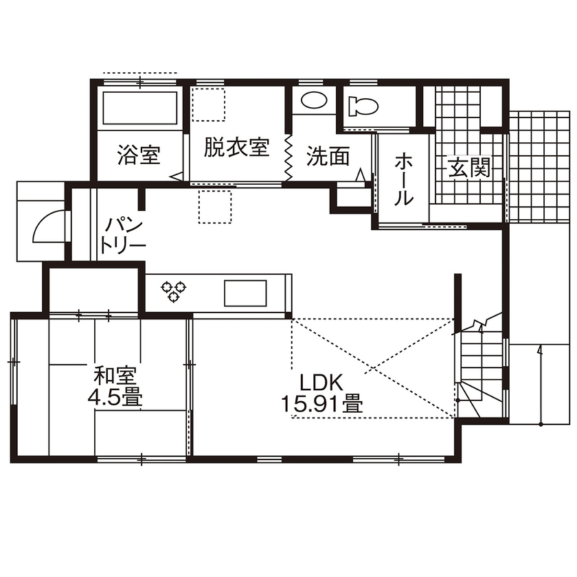 大東住宅 【2110万円/コンパクト設計/間取有】隅々までこだわりを尽くし、心地よさを追求した自然素材の住まいの間取り図（4LDK）１階