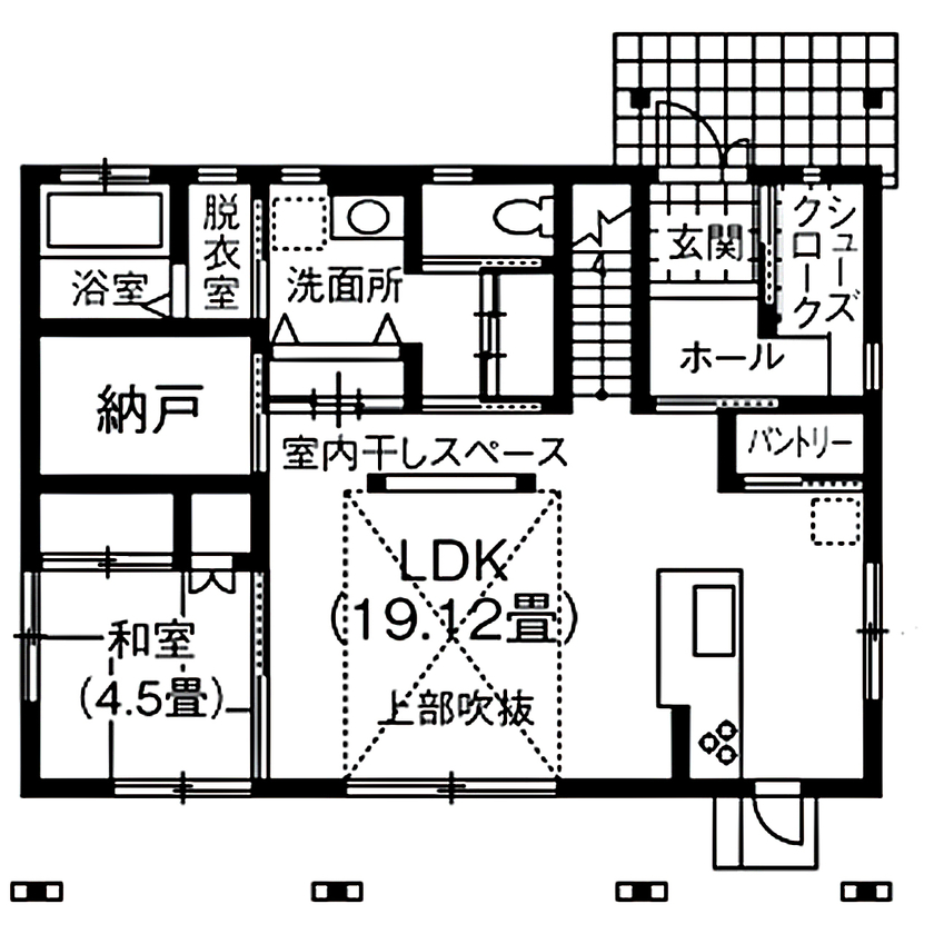 大東住宅 【2470万円/無垢の木の家/間取有】開放感いっぱい、動線・収納も理想通りの子育てしやすい家！の間取り図（4LDK）1階