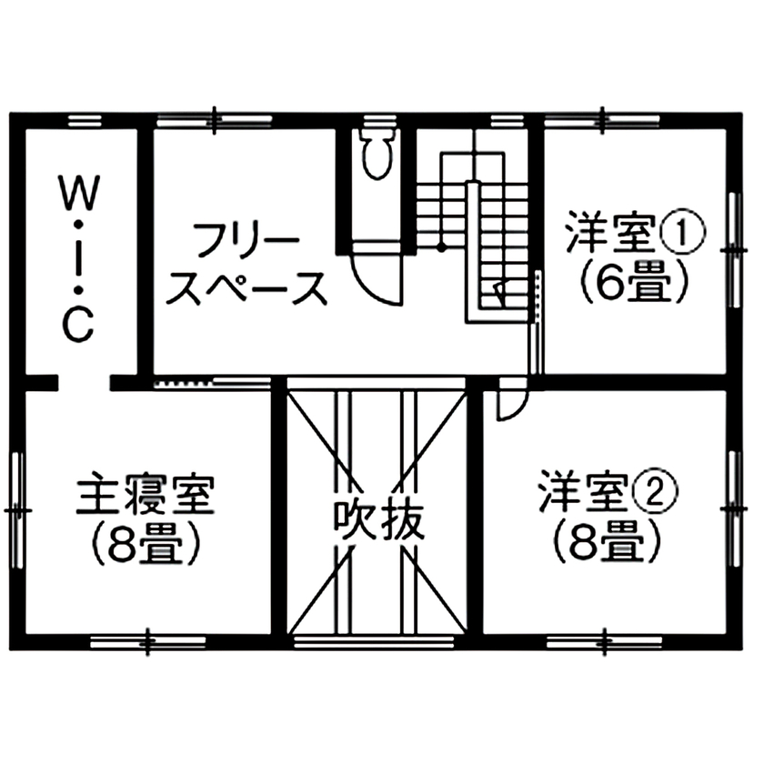 大東住宅 【2470万円/無垢の木の家/間取有】開放感いっぱい、動線・収納も理想通りの子育てしやすい家！の間取り図（4LDK）2階