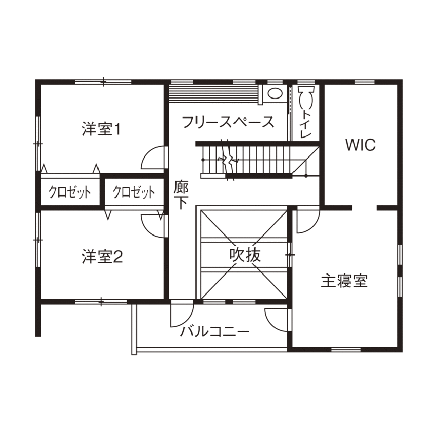 大東住宅 【2500万円/心安らぐ木の家/間取有】ナチュラルな色合いの箱型の家。爽やかな風を感じる住み心地の間取り図（4LDK＋小屋裏）2階