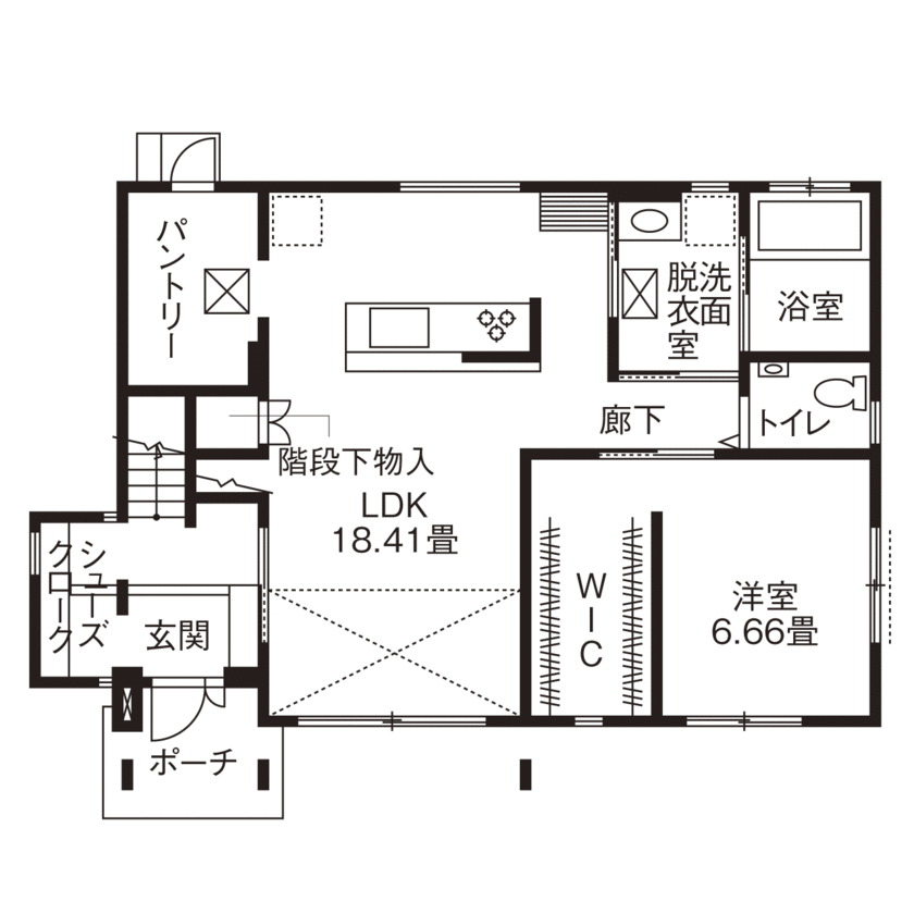 大東住宅 【2320万円/収納充実/間取有】趣味の声楽を楽しむ暮らし。外断熱の家で快適な住み心地を実現の間取り図（3LDK＋書斎＋小屋裏）1階