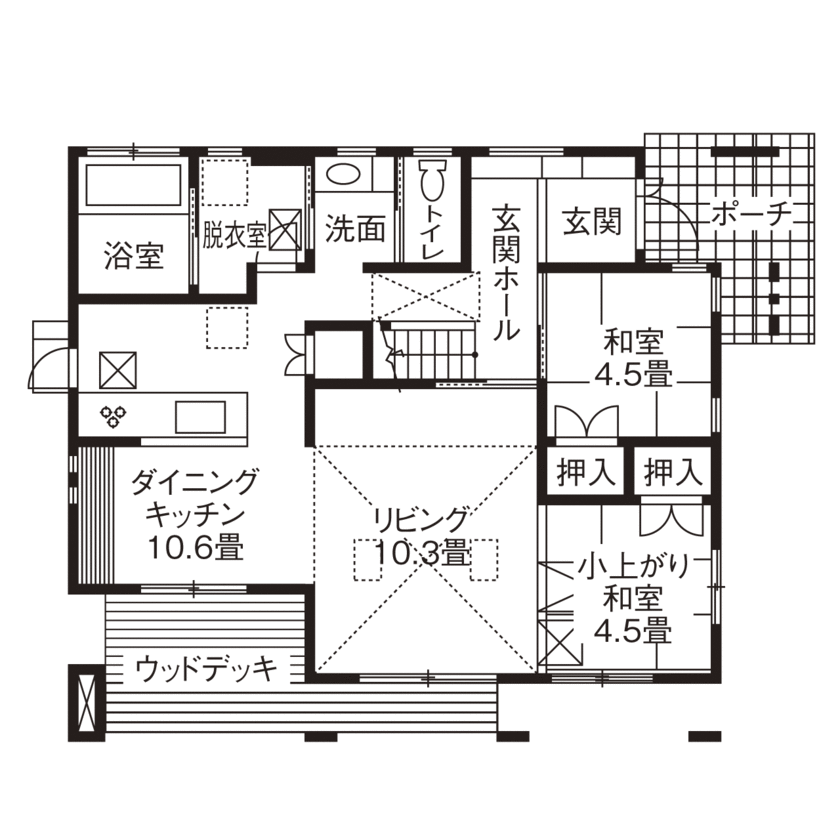 大東住宅 【2500万円/和モダン/間取有】安心して暮らせる強さと快適な環境に包まれた家の間取り図（2LDK＋小屋裏）1階