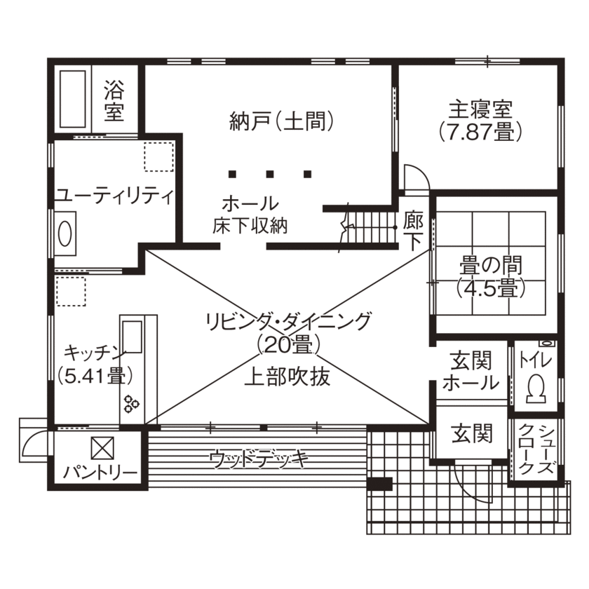 大東住宅 【2830万円/平屋風/間取有】性能×自由度のバランスに納得。手入れをしながら成長する家の間取り図（4LDK＋納戸）1階