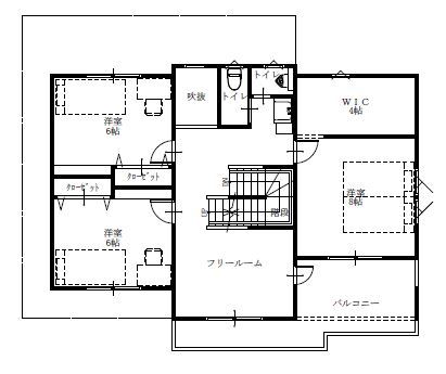 大東住宅 【3200万円/愛犬と暮らす/土地探しから/間取有】外断熱で実現した快適さ。小屋裏はご主人の秘密基地に！家の間取り図（5K以上）２階
