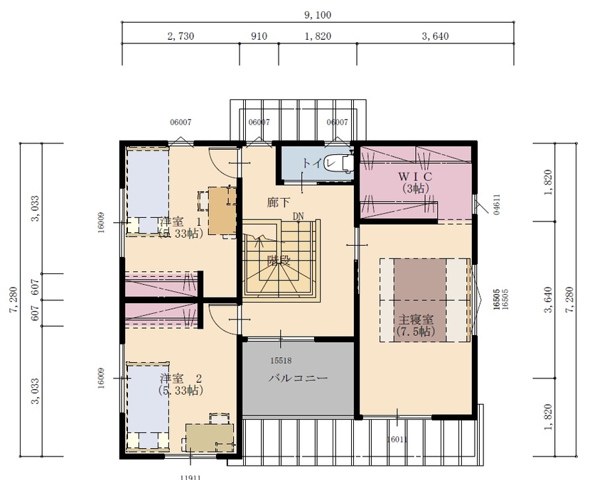 大東住宅 【2160万円/収納充実/間取有】外断熱で叶った、廊下とも温度差を感じない快適な住まい　の間取り図（4LDK）2階