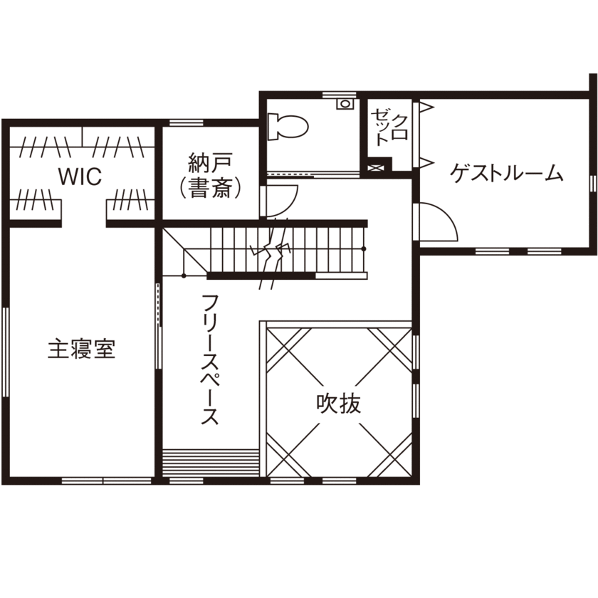 大東住宅 【2000万円台/吹抜け/リビング階段】開放感と木の香りに癒されるLDK。面積以上に広く感じる工夫にも注目の間取り図（2LDK）2階