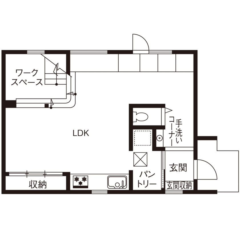 大東住宅 【2000万円台/吹抜けリビング階段】-6℃の大寒波でも、ぬくもりある住まいに。自慢の施工力で理想の空間への間取り図（1LDK）1階