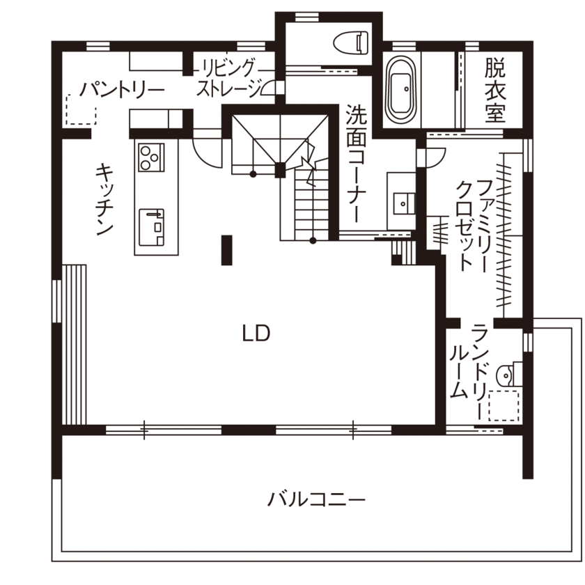 大東住宅 【4000万円台/2階リビング/間取有】子どもの健康と毎日の暮らしを想い、外断熱×二重通気×国産の木の家への間取り図（4LDK）2階