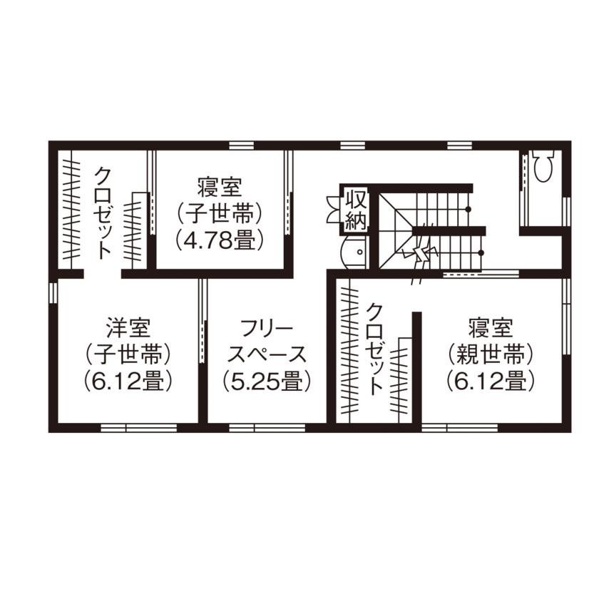 大東住宅 【3000万円台/二世帯/ペット】家族やペット、ゲストが集まっても、ゆとりの開放感。省エネ×快適性能も注目の間取り図（4LDK）2階