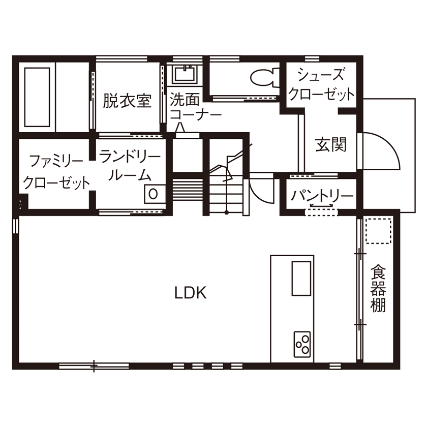 大東住宅 【3000万円台/土地から相談/間取有】一年中、快適。暮らしに寄り添う高性能×ホテルライクな住まいの間取り図（5LDK）1階