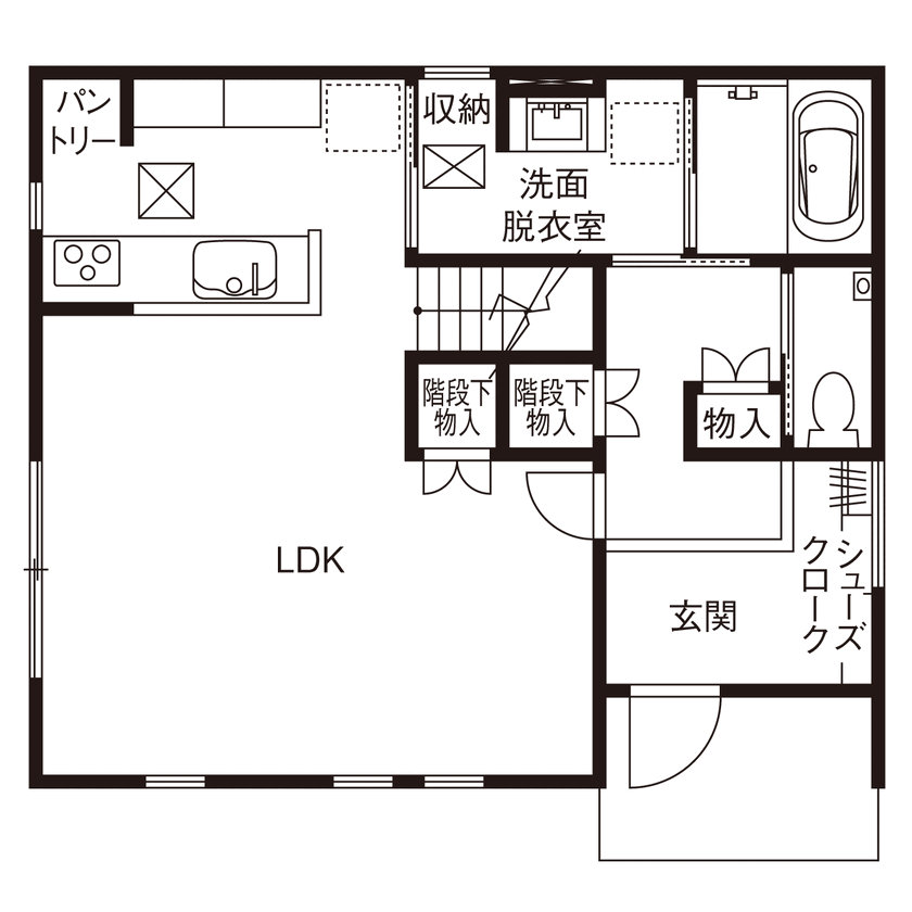 大東住宅 【2000万円台/家事の時短/間取有】家族の願いを全部カタチに。暮らしを楽しむ高性能な木の家の間取り図（3LDK）1階