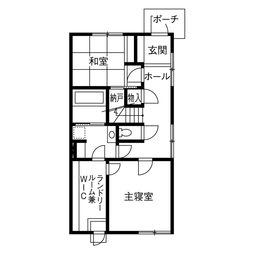 やすら木ほーむ（五藤社寺建設） 【岐阜市×無垢材×珪藻土×狭小地】間口6ｍの狭小地でも２階リビング＆スキップフロアで収納もいっぱい！の間取り図（4LDK）1階