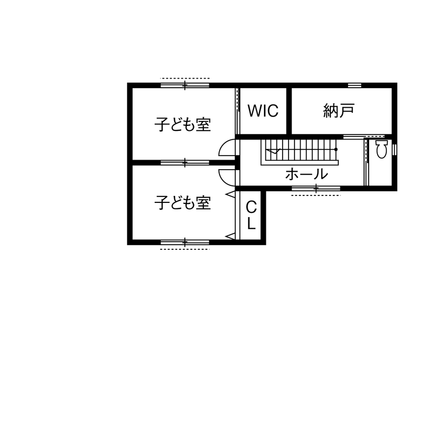 やすら木ほーむ（五藤社寺建設） 【一宮市×無垢材×漆喰壁×1階寝室】自然素材にこだわって建てた「半平屋スタイルの家」の間取り図（4LDK）2階
