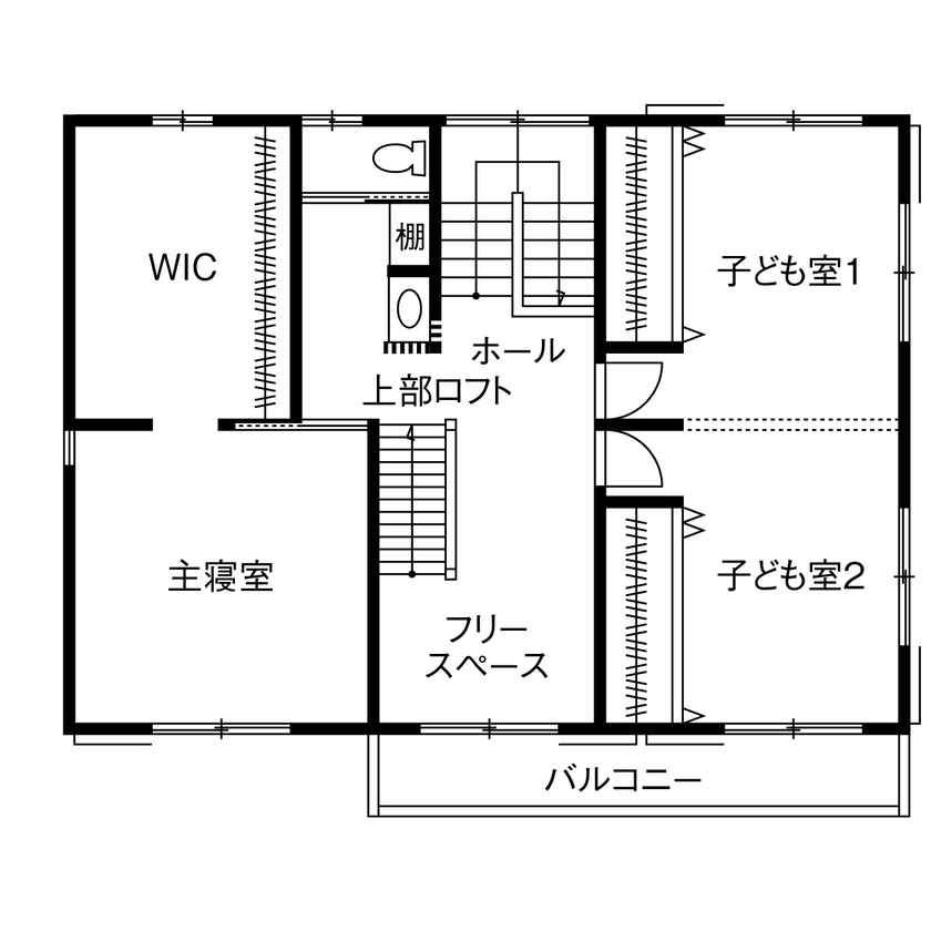 やすら木ほーむ（五藤社寺建設） 【岩倉市×無垢材×漆喰壁】この先何年経っても好きでいられる、宮大工と建てた自然素材の家の間取り図（4LDK）2階