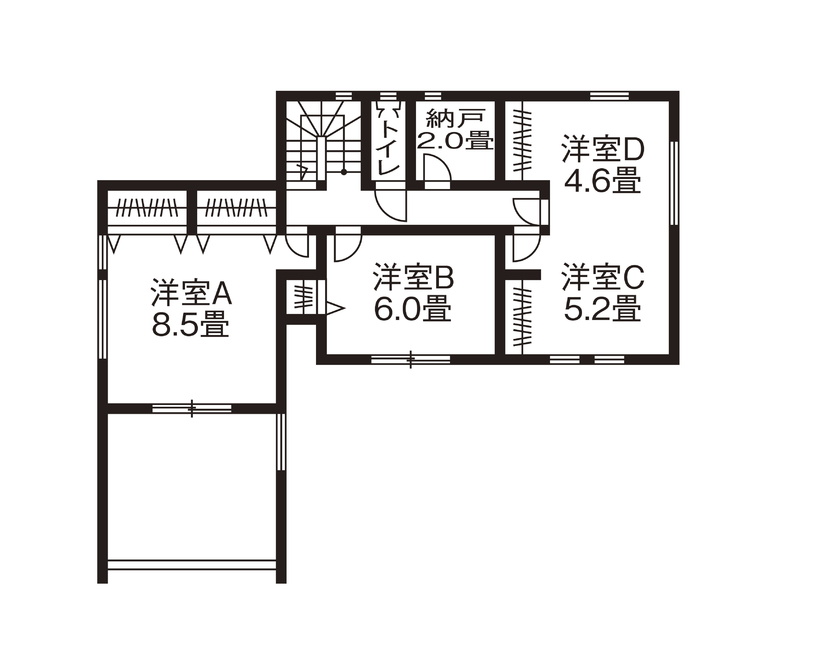 ファイブイズホーム 【坪単価46.1万円】スタイリッシュな外観とナチュラルな内観。好みのスタイルで理想を叶える/店舗併用住宅の間取り図（5K以上）2階