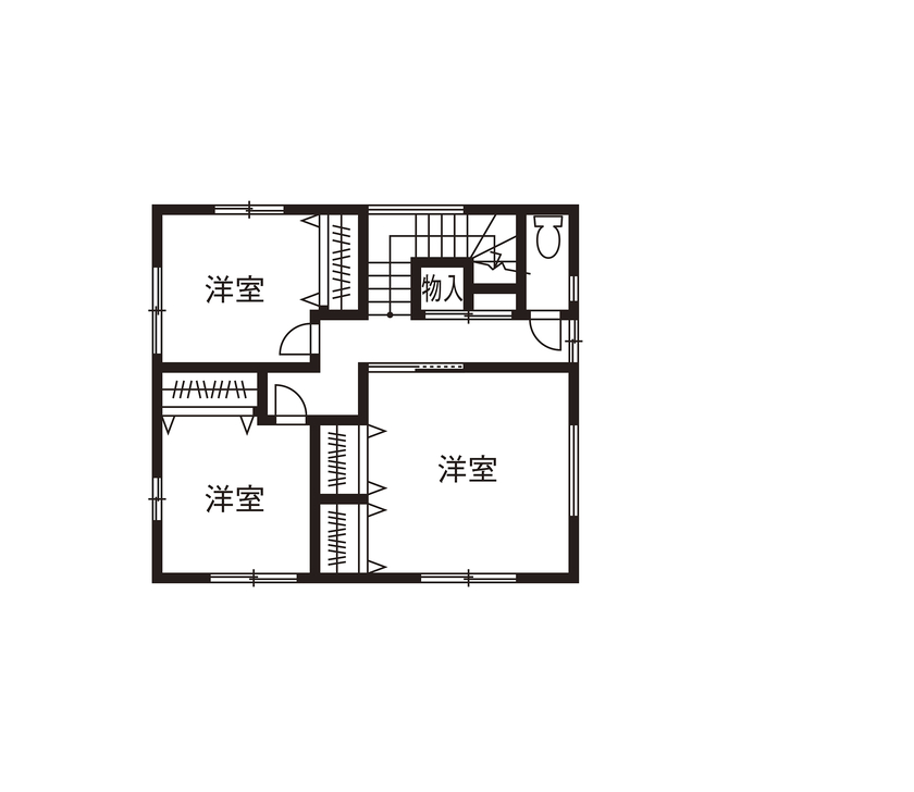 ファイブイズホーム 【坪単価53.8万円】家族全員がゆるくつながる暮らし　リビングに家族が集うお家の間取り図（4LDK）2階