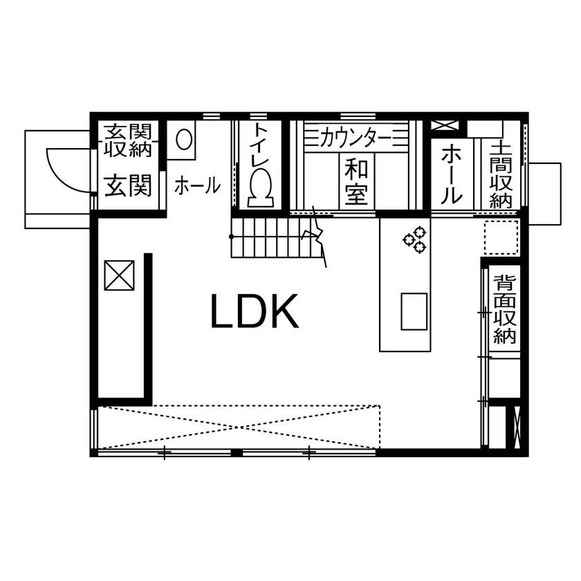 Home＆nico(ホームアンドニコ) 【愛知県/2000万円台/間取り図有】明るい大空間リビング！外付けブラインドが映えるパッシブデザイン住宅の間取り図（3LDK）1階