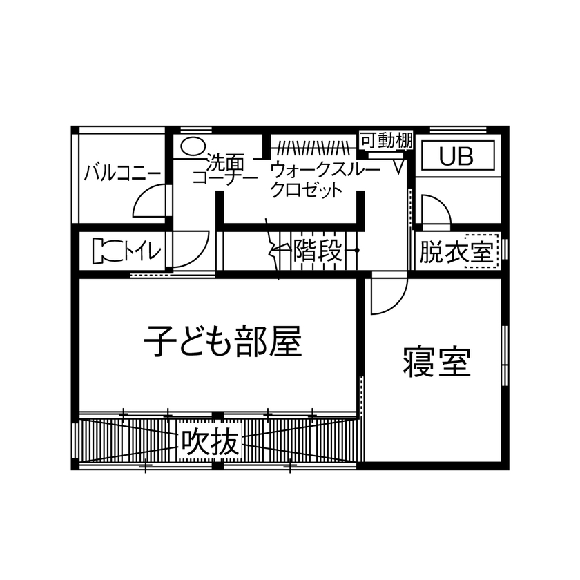 Home＆nico(ホームアンドニコ) 【愛知県/2000万円台/間取り図有】明るい大空間リビング！外付けブラインドが映えるパッシブデザイン住宅の間取り図（3LDK）2階