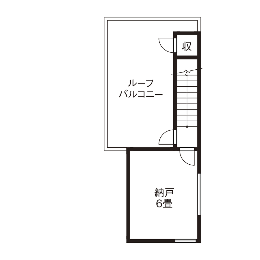 ジェネシス 【延床27.2坪/間取り図/狭小/吹き抜け/屋上/3階建て】憧れの輸入キッチンが映える開放的な広々リビングの家の間取り図（3LDK）3階