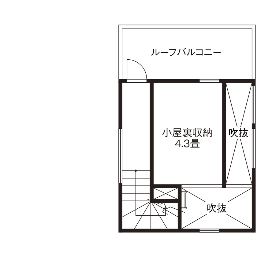 ジェネシス 【間取り有】狭小・旗竿地に欲しいものをぎゅっと詰めて。家族が集まる、クールな２階LDKの家の間取り図（3LDK）ロフト