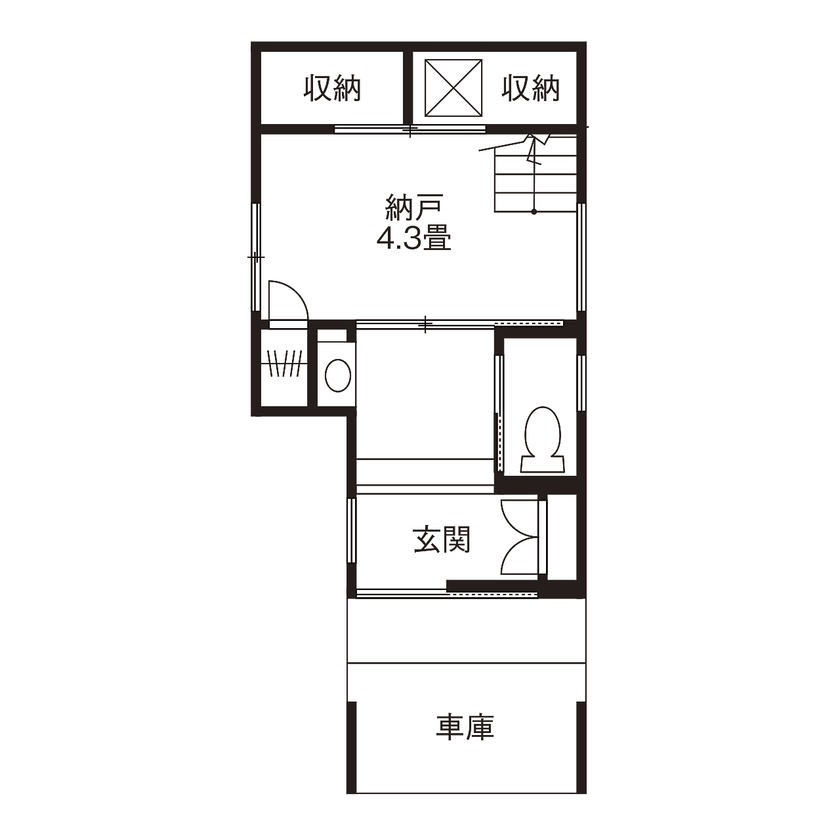 ジェネシス 【狭小地・間取り有】都心の駅近の土地は間口2.5m。予算を抑え、やりたいことを叶えた建坪約７坪の家の間取り図（2LDK）1階